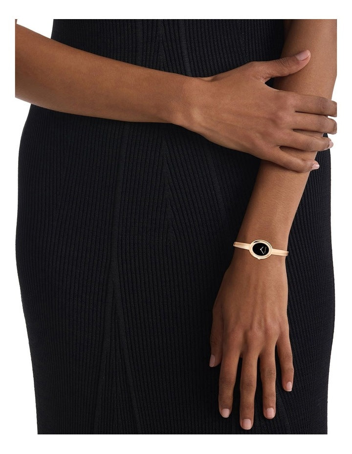 Twisted Bezel Bangle Watch in Rose Gold