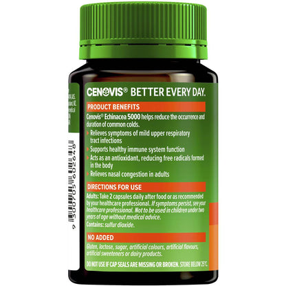 Cenovis Echinacea 5000 Capsules For Immune Support 60 Pack