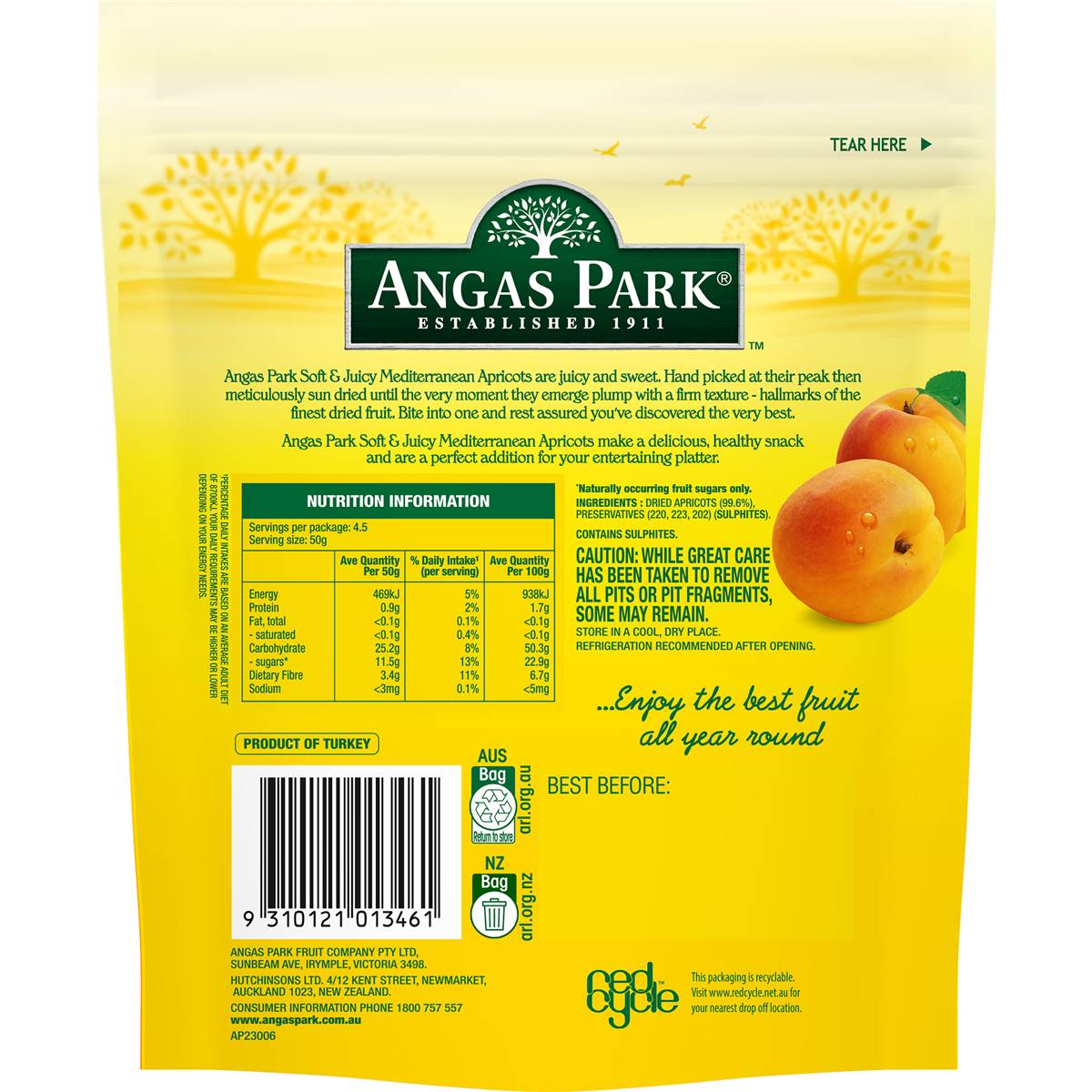 Angas Park Mediterranean Apricot Soft & Juicy 225g
