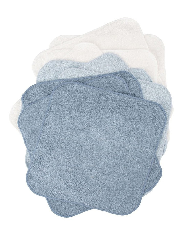 Towelling Washer 10 Pack in Retro Blue
