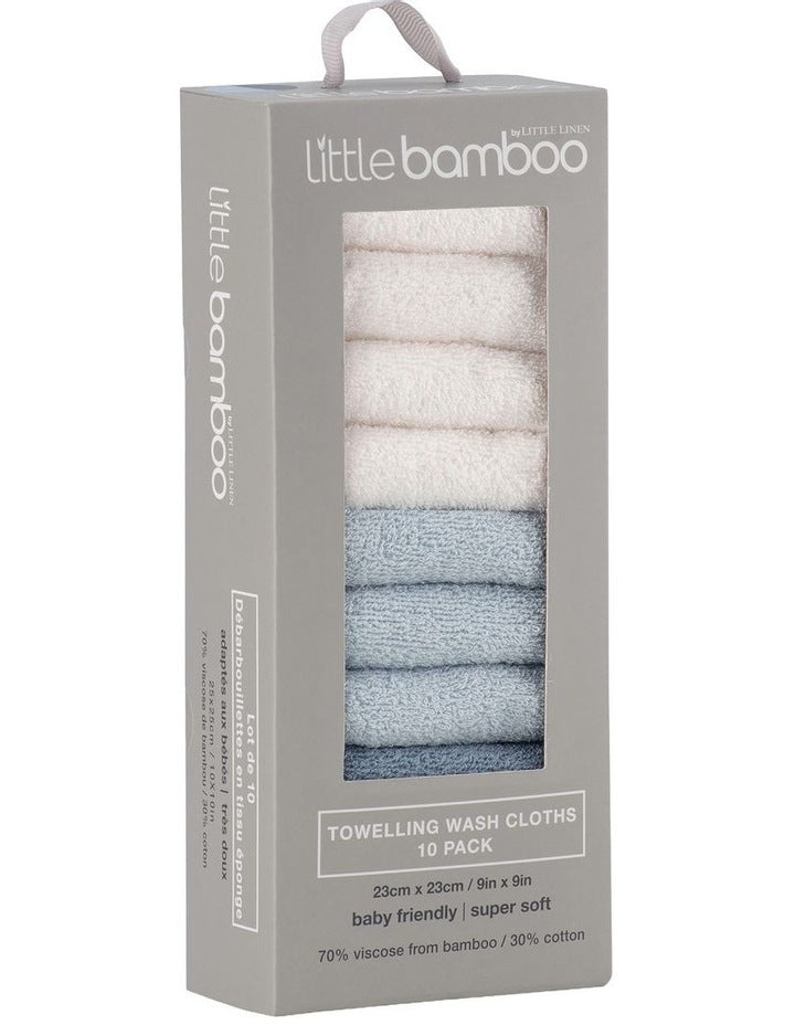 Towelling Washer 10 Pack in Retro Blue