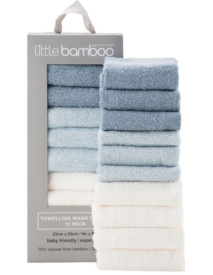Towelling Washer 10 Pack in Retro Blue