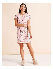 Everyday PVE Short Sleeve Nightie in Cats & Dogs Print