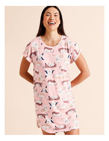 Everyday PVE Short Sleeve Nightie in Cats & Dogs Print