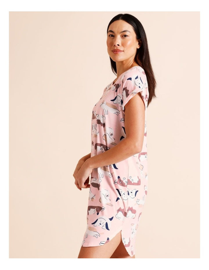 Everyday PVE Short Sleeve Nightie in Cats & Dogs Print