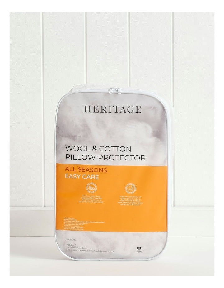 Wool Cotton Pillow Protector in White