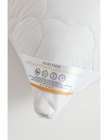 Wool Cotton Pillow Protector in White