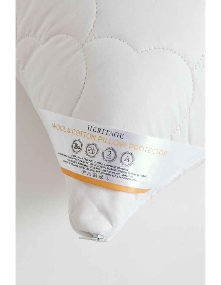 Wool Cotton Pillow Protector in White