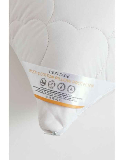 Wool Cotton Pillow Protector in White