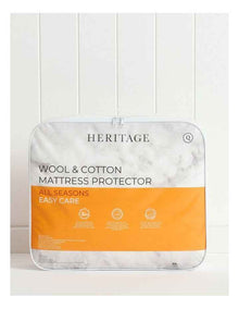 Wool Cotton Mattress Protector in White