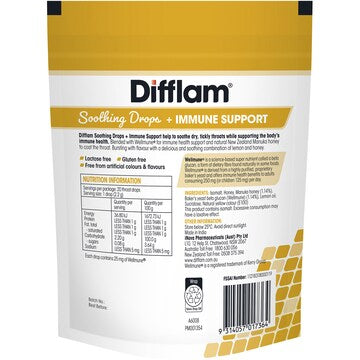 Difflam Soothing Drops + Immune Support Honey & Lemon 20 pack