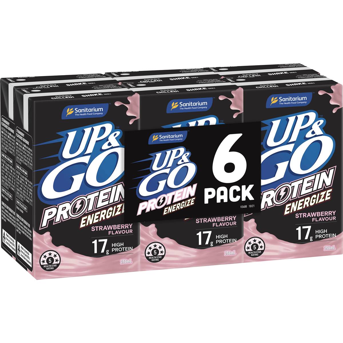 Up&Go Protein Energize Liquid Breakfast Strawberry 250mL x 6 pack