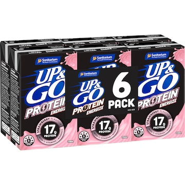 Up&Go Protein Energize Liquid Breakfast Strawberry 250mL x 6 pack