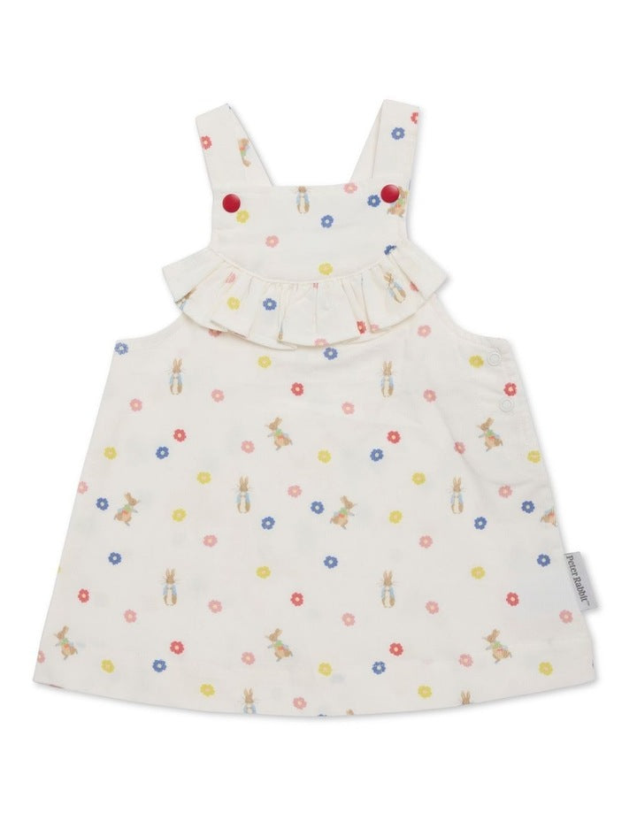 Printed Corduroy Pinafore Dress in Multi