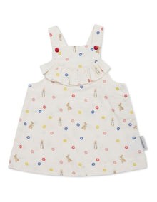 Printed Corduroy Pinafore Dress in Multi