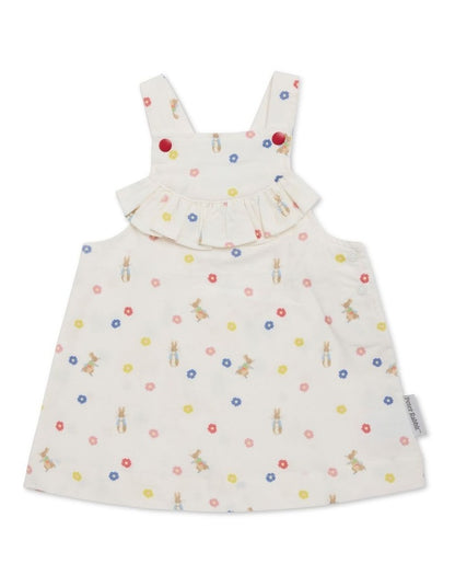 Printed Corduroy Pinafore Dress in Multi