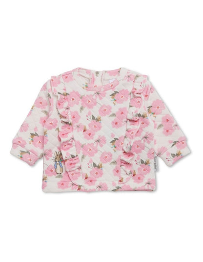 Floral Track Sweater in Pink