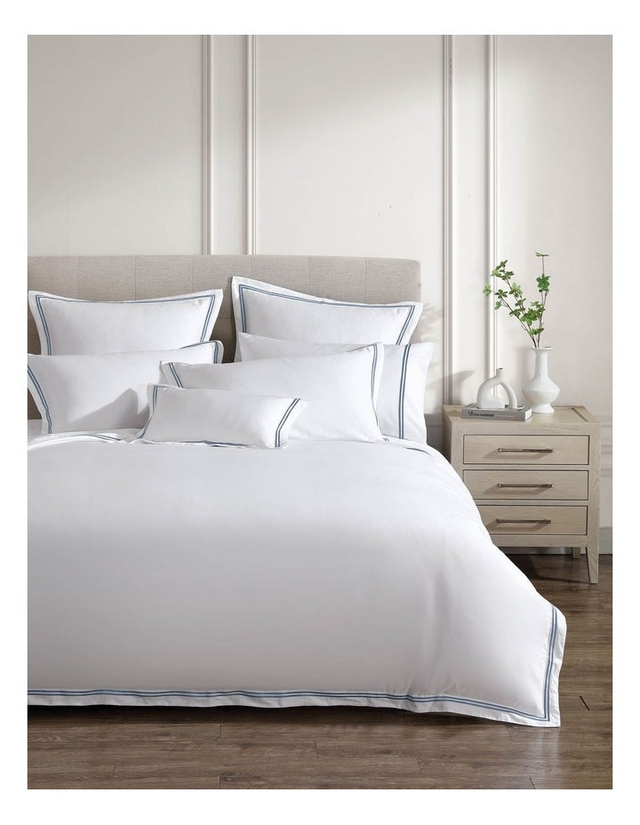 Santiago Merrow Stitch Quilt Cover Set in White
