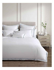 Santiago Merrow Stitch Quilt Cover Set in White