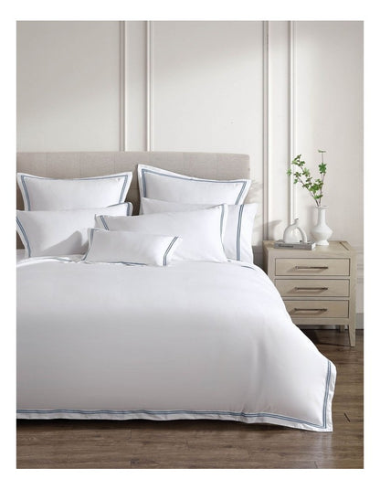 Santiago Merrow Stitch Quilt Cover Set in White