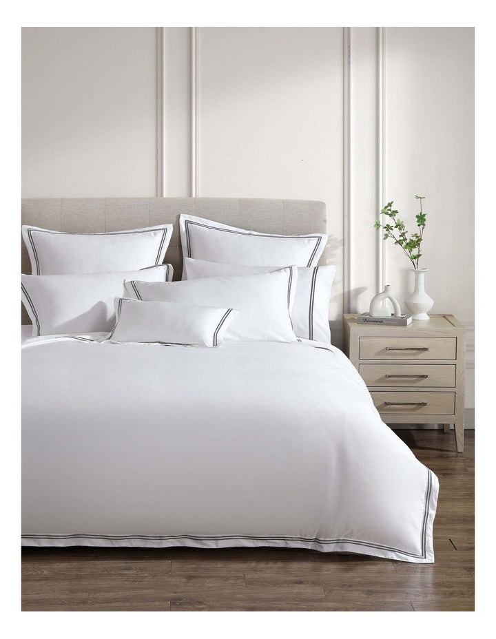 Santiago Merrow Stitch Quilt Cover Set in Charcoal