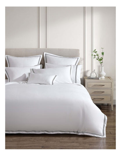 Santiago Merrow Stitch Quilt Cover Set in Charcoal