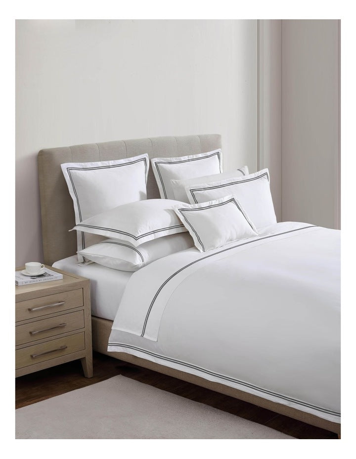 Santiago Merrow Stitch Quilt Cover Set in Charcoal