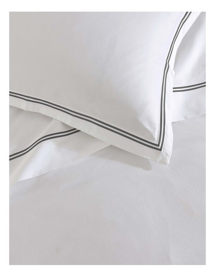 Santiago Merrow Stitch Quilt Cover Set in Charcoal