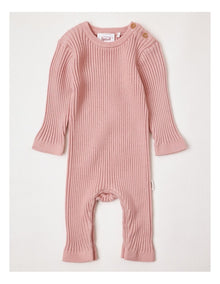Rib Knit Coverall in Baby Pink