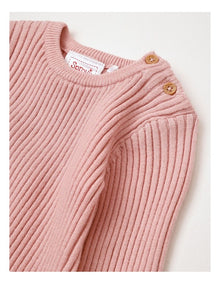 Rib Knit Coverall in Baby Pink