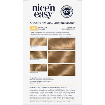 Clairol Nice 'N Easy Permanent 9A Lght Ash Blonde Hair Colour each