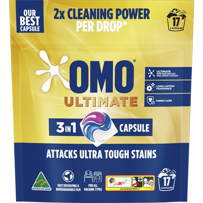 OMO Ultimate Laundry Capsules 3 in 1 17 pack