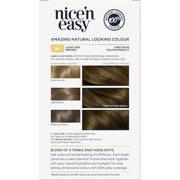 Clairol Nice 'N Easy Permanent 6A Light Ash Brown Hair Colour each