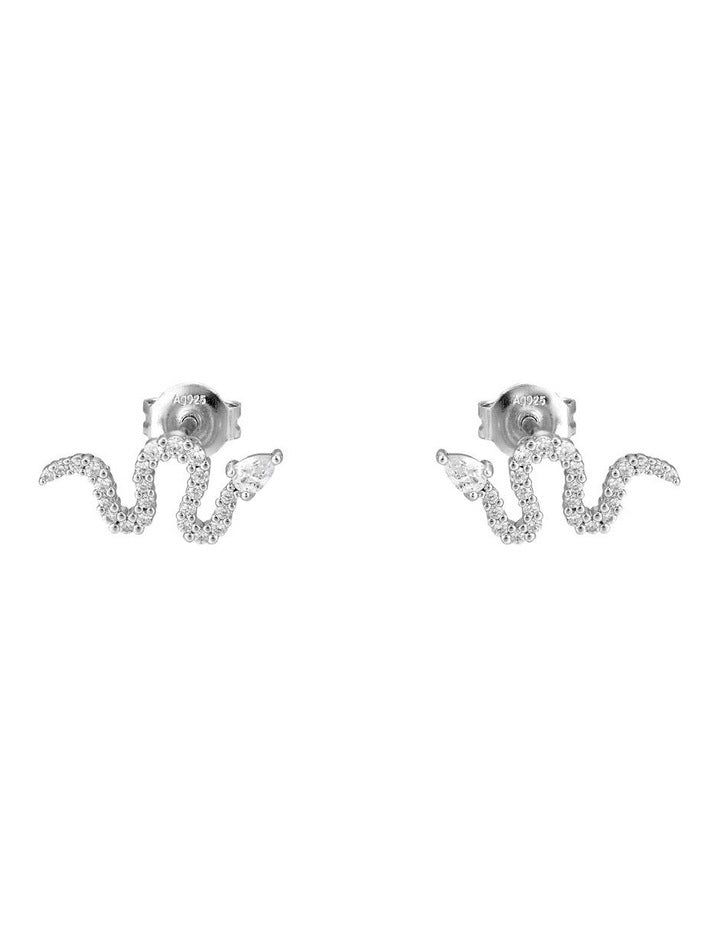 Sterling Silver Stud Earrings with Cubic Zirconia