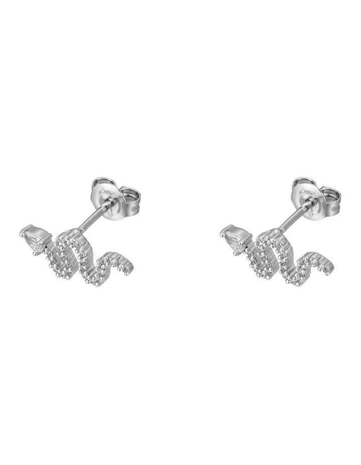 Sterling Silver Stud Earrings with Cubic Zirconia