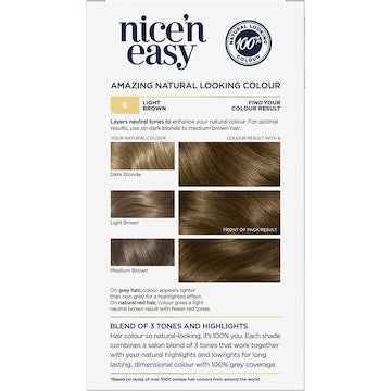 Clairol Nice 'N Easy Permanent 6 Light Brown Hair Colour each