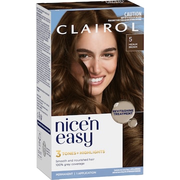 Clairol Nice 'N Easy Permanent 5 Medium Brown Hair Colour each