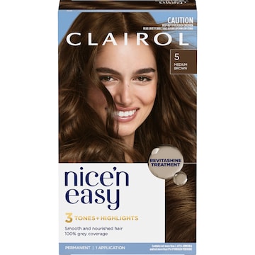 Clairol Nice 'N Easy Permanent 5 Medium Brown Hair Colour each