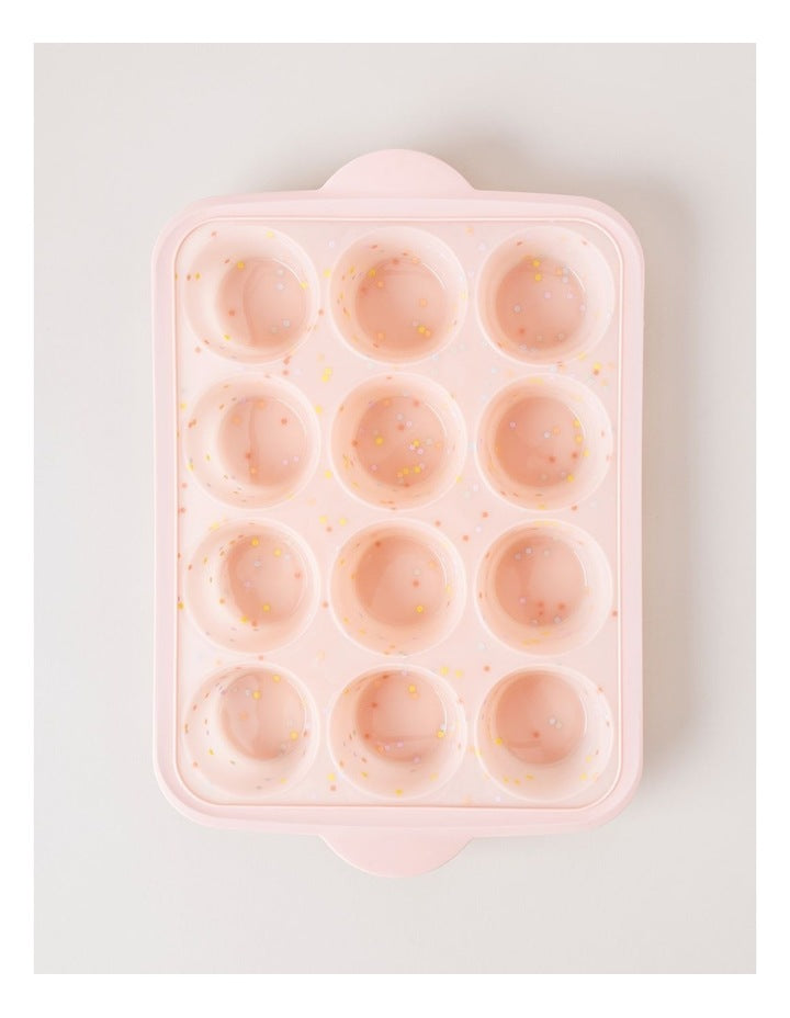 Cloudy Sprinkle Silicone 12 Cup Muffin Pan - Pink
