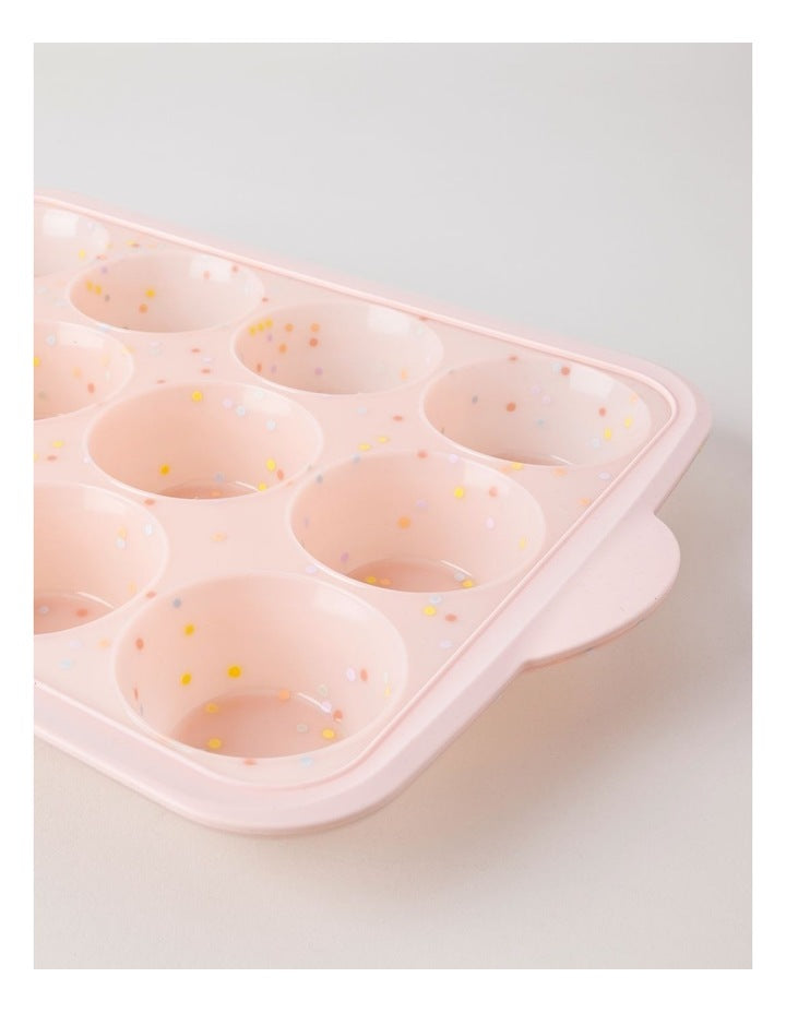 Cloudy Sprinkle Silicone 12 Cup Muffin Pan - Pink