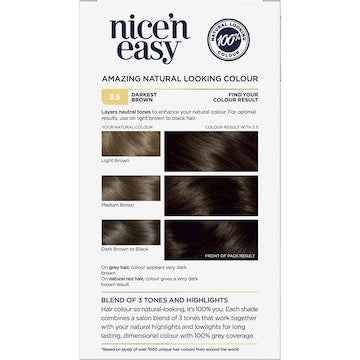 Clairol Nice 'N Easy Permanent 3.5 Darkest Brown Hair Colour each
