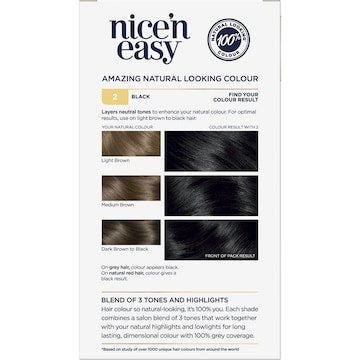 Clairol Nice 'N Easy Permanent 2 Black Hair Colour each