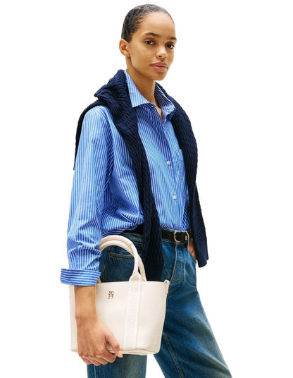 Logotape Convertible Mini Tote Bag in White