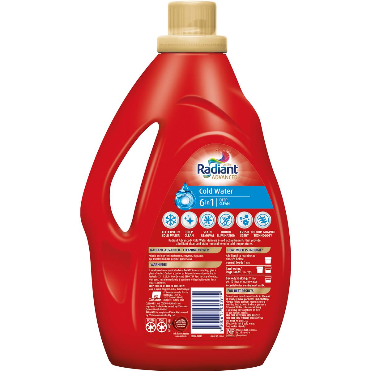 Radiant Advanced+ Cold Water 6-In-1 Laundry Liquid Detergent 1.8l