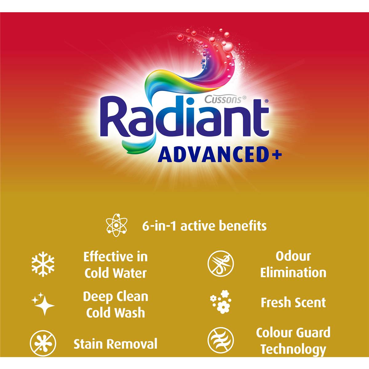 Radiant Advanced+ Cold Water 6-In-1 Laundry Liquid Detergent 1.8l