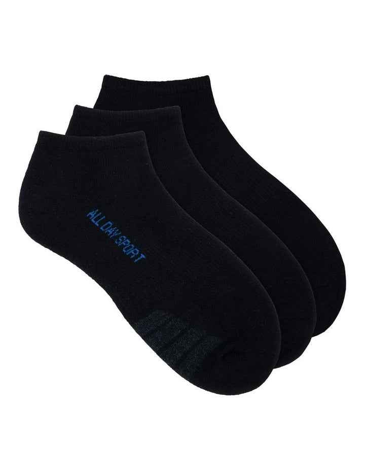 Cushioned Low Cut Socks 3 Pack in Black