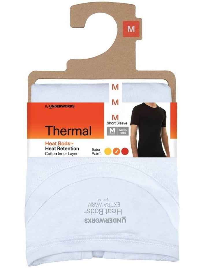 Heat Bods Heat Retention Short Sleeve Thermal in White