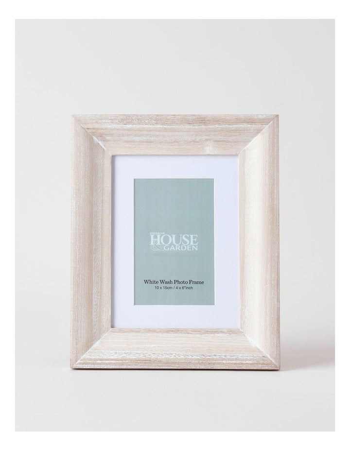 White Wash Timber Photo Frame 10x15cm in White
