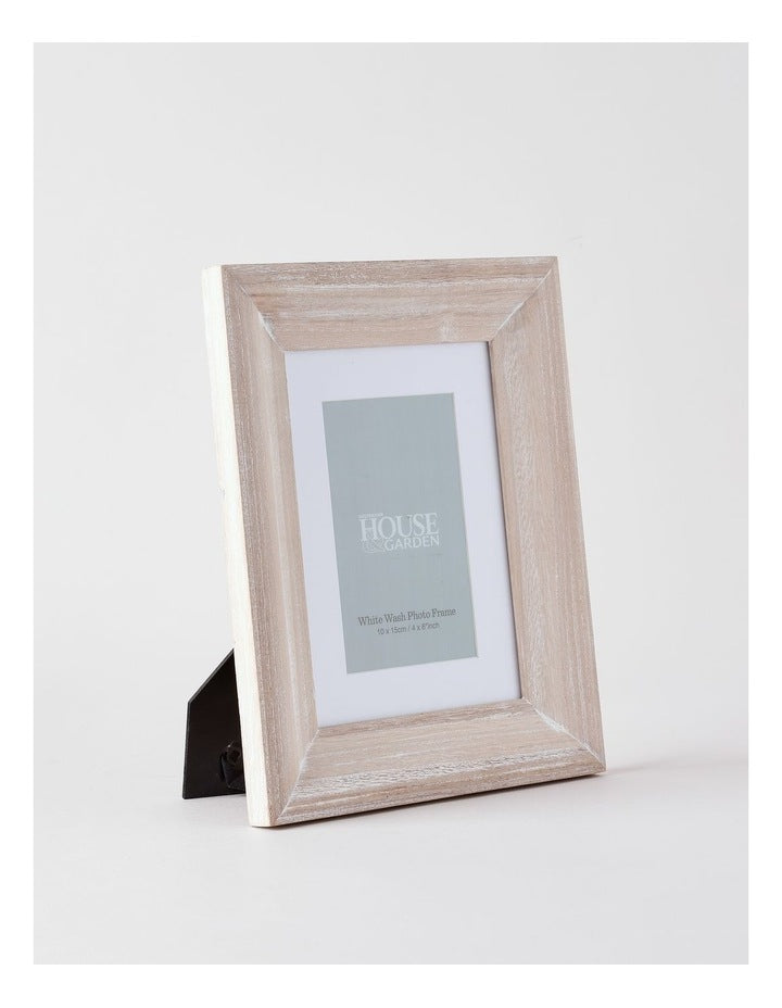 White Wash Timber Photo Frame 10x15cm in White