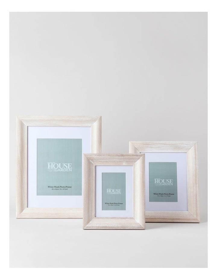 White Wash Timber Photo Frame 10x15cm in White